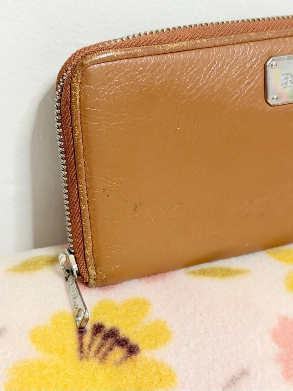 Ralph Lauren Brown Leather Zip Wallet